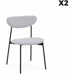 Sweeek - Lot de 2 chaises - Arty - scandinaves et vintage. assise et dossier gris clair. pieds en acier