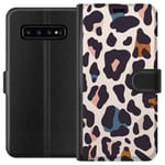 Samsung Galaxy S10 Sort Lommebokdeksel Leopardmönster