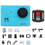 Mini caméra d'action WiFi 2,0 pouces écran 30FPS/170D caméra de casque étanche caméra de télécontrôle sous-marine caméra d'action Ultra HD 4K, Blue-Telecontrol- No Card