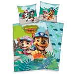 Paw Patrol Dino Rescue Bed Linen, Pillowcase Approx. 80 x 80 cm, Duvet Cover Approx. 135 x 200 cm, with Branded Zip, 100% Cotton, Renforcé