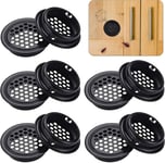 10 Pcs Grille Aération Ronde,Grille D'Aération Trou Inox Acier Inoxydable Ronde Grille Aération Trou Trous D'Aération Pour Cuisine Et Armoire Pour Cuisine Meubles Bouche Aération (Noir)