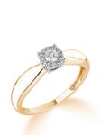 Love Diamond 9Ct White Gold 0.20Ct Diamond Halo Solitaire Engagement Ring