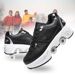 Double-Row Deform Wheel Deformation Roller Skate Automatic Walking Shoes Invisible 2 in 1 Removable Pulley Skates Skating for Women and Men