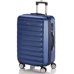 ITACA - Set of 3 Trolley suitcases 50/60/70, ABS. Extensible. Rigid, Resistant and Light. Telescopic Handle, 2 Handles, 4 Wheels. Lock Integrated. Small Low Cost, Blue