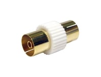 World of Data Coax Coupler - 24k Gold Plated - Female to Female (F-F) - Aerial - Satellite - Joiner - TV - Coaxial - Adapter - Gender Changer - WHITE & GOLD coloured