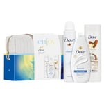 Dove Enjoy Beauty Bag Gift Set of Moisturising Skin Care Products body wash, body lotion and anti-perspirant perfect for any occasion 3 piece