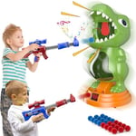 Fygurso Jouet de tir de dinosaure mobile avec 2 pistolets à pompe à air, jeux de tir à la cible avec score LED, lumière et son, 24 balles en mousse pour 3 4 5 6 7 8 9+, cadeau de jeux pour garçon (GN)