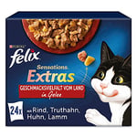 FELIX Sensations Extras Nourriture Humide pour Chat en gelée, mélange de variétés, Lot de 4 (4 x 24 sachets de 85 g)