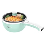 Vocha Electric Hot Pot, 1.5L Mini Portable Non-Stick Sauté Pan, Multi-Cooker with Power Adjustment for Home/Travel/Dormitory, Silicone Spatula Included (Green)