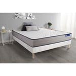 Ensemble matelas Mémoire de forme actimemo form 160x200 cm 5zones de confort + sommier kit blanc