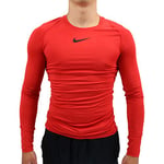 Nike Men Pro Long-Sleeve Top - University Red/Black/Black, M