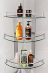 Wall Mounted Corner Shelf 3 Tiers Bathroom Tempered Glass Storage Shelf 25cm