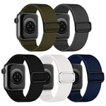 Chinbersky 5 Pack Bracelets Compatibles avec Bracelet Apple Watch 41mm 40mm 38mm Hommes Femmes,Bracelet de Remplacement réglable Nylon élastique Tressé Sport Pour iWatch Séries 10/9/8/7/6/5/4/3/2/1/SE