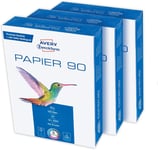 2563 Lot De 3 Paquets De Papier Pour Imprimante/Photocopieuse (1500 Feuilles, 90 G/M², Papier A4, Blanc Brillant, Pour Toutes Les Imprimantes)