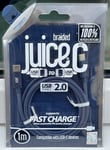 JUICE CHARGER CABLE LEAD 1M USB-C TO USC-C BRAIDED SAMSUNG GALAXY S10 IPHONE 15