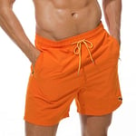 JustSun Short de Bain Homme Maillot de Bain Homme Boardshort Short Plage Étanche Short Séchage Rapide Filet avec Poches Zippées Orange M