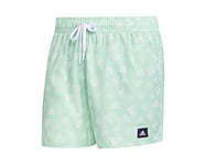 adidas Men's Logo Print CLX Swim Shorts Very Short Length, Pulse Mint/White, L