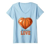 Womens funny cool basketball design "all you need is love" saying V-Neck T-Shirt