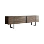 Meuble TV Dgridell, Buffet de salon, Armoire basse pour TV, Base murale de rangement, 180x30h50 cm, Noyer et Noir