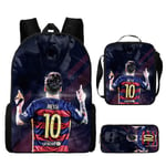 3-pack fotbollsstjärna Lionel Messi ryggsäck student skolväska A three piece suit