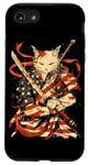 iPhone SE (2020) / 7 / 8 Cat Samurai American Flag Samurai Cat Art Patriotic Cat Case