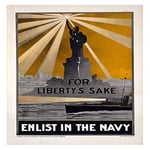 Lumartos, Vintage Poster For Liberty's Sake, Enlist In The Navy Contemporary Home Decor Wall Art Print, Print Only Frame, 12 x 12 Inches