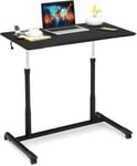 Table de Bureau Réglable Table Roulante pour Ordinateur Portable avec Cadre en Acier pour Bureau