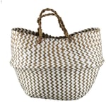 Panier de Rangement Pliable Fait une la Main en Jonc de Merpot de de Jardin en Osier Rotin Paille Ventre Panier une VêTements JardinièRe Motif Beige