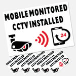 5 x Mobile Monitored CCTV Installed Stickers External Ring Doorbell Camera Signs