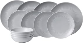 Royal Doulton Gordon Ramsay Maze 1054416 12 Pc Dinnerware Set Light Grey,Stonew