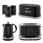 Tower Belle Chantilly Kettle, 2 Slice Toaster, Bread Bin Canisters Kitchen Set