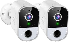 Camera Surveillance WiFi Exterieure sans Fil,2K Cam?ra de Surveillance Ext?rieur/Int?rieur Batterie avec AI & PIR D?tection Mouvement,Audio Bidirectionnel,Sir?ne,2PCS