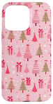 iPhone 15 Pro Max Preppy Pink Christmas Trees Case