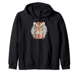 Adorable Tiger Enjoying Movie Popcorn Moment Zip Hoodie