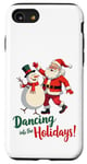 Coque pour iPhone SE (2020) / 7 / 8 Dancing into the Holidays Père Noël Bonhomme de neige Cadeau Homme Femme