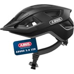 Casque de vélo ABUS Aduro 3.0 LED - Casque SportiVer City au design élégant pour les visites quotidiennes et sportives - avec feu arrière - pour femmes et hommes - taille M, noir