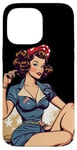 Coque pour iPhone 14 Pro Max Retro Patriotic Pin-up Vintage USA Flag American Beauty Girl