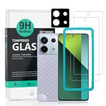 Ibywind 2 Pièces Verre Trempé pour Xiaomi Redmi Note 13 Pro 5G/Poco X6 5G 6.7".9H Dureté Protection écran,avec 1 Pièce Protection Caméra,1 Pièce Film Arrière,Facile à Installer