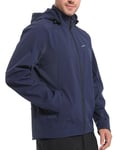 INBIKE Veste Softshell Homme Hiver Polaire Extérieure à Capuche Coupe Vent Blouson Chaud Outdoor Randonnée Velo VTT Jogging Sport de Plein Air Bleu Marine M