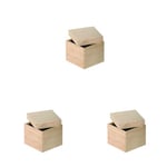 Artemio Boîte Cube à Décorer, Bois, Beige, 12 x 12 x 12 cm VIBB19 (Lot de 3)