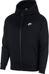 Nike M NSW Club Hoodie FZ BB Sweat-Shirt Homme Black/Black/(White) FR: Taille Unique (Taille Fabricant: Custm)