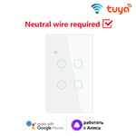 TUYA-Joli d'éclairage intelligent WiFi,1,2,3/4 gangs,US,besoin de melon al line,panneaux muraux tactiles,maison intelligente via Alexa Google Home - Type 4Gang White