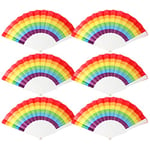 WooZuu Rainbow Hand Fans 6Pcs, Folding Gay Pride Hand Fan, Portable Handheld Rainbow Accessories For LGBT Parades, Gay Party, Carnivals, Festival Pride Month Decorations