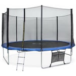 Sweeek - Trampoline 430cm bleu avec filet de protection. échelle. bâche. filet pour chaussures. kit d'ancrage - Vénus xxl- Trampoline de jardin 430