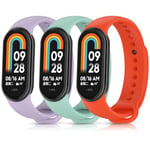 WindRen 3 Pièces Bracelet pour Xiaomi smart band 8, Bracelet Xiaomi band 8 Fitness Bande de Remplacement en Silicone Strap Extensible Compatible avec Xiaomi band 8