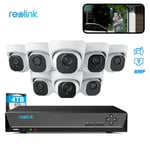 REOLINK 8MP CCTV Surveillance POE Security Caméra Système MIC AI 16CH NVR 4TB