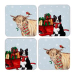 Cooksmart 'Christmas On The Farm' 4 Pack Coasters fast UK post 48 hour delivery