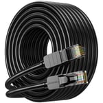 Câble Ethernet Cat 6 20m, Câble Internet Haute Vitesse 10gbps, Cordon de Raccordement Lan RJ45 Noir, Câble Ethernet Long Pour Jeux, Ordinateur, Télévision, Routeur, Modem, Bornier