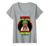 Womens I May Be A Bad Girl But I'm A Damn Good Woman Melanin Queen V-Neck T-Shirt