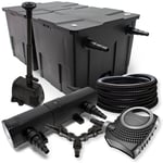 SunSun Kit complet: CBF-350B Filtre de bassin jusqu'à 60000 l, NEO10000 pompe de filtration 10000l/h 80W, CUV-218 lampe uv 18W, 25m Tuyau 25 mm,